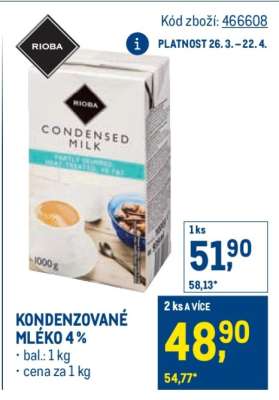KONDENZOVANÉ MLÉKO 4 %