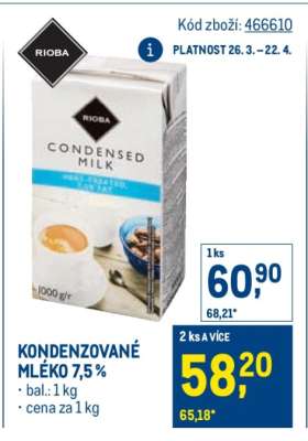 KONDENZOVANÉ MLÉKO 7,5 %