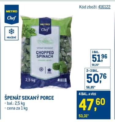 Špenát sekaný porce