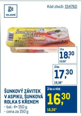 ŠUNKOVÝ ZÁVITEK V ASPIKU, ŠUNKOVÁ ROLKA S KŘENEM
