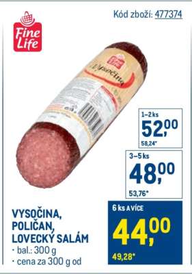 VYSOČINA, POLIČAN, LOVECKÝ SALÁM
