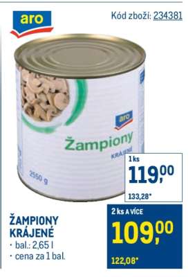 Žampiony krájené