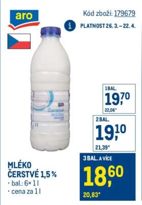 Mléko čerstvé 1,5 %