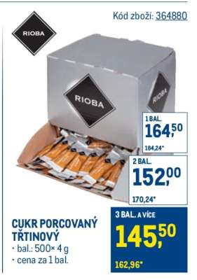 Cukr porcovaný třtinový
