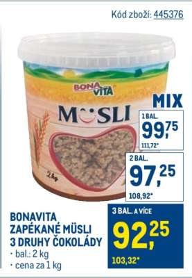 BONAVITA ZAPÉKANÉ MÜSLI 3 DRUHY ČOKOLÁDY