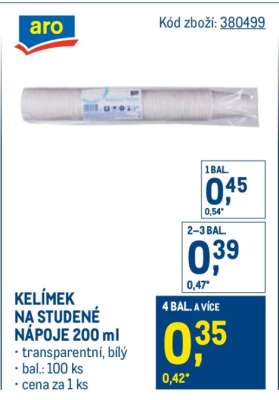 KELÍMEK NA STUDENÉ NÁPOJE 200 ml