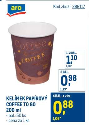 KELÍMEK PAPÍROVÝ COFFEE TO GO 200 ml
