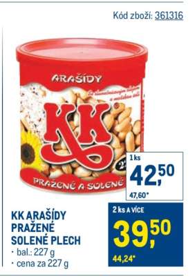 KK arašídy pražené solené plech