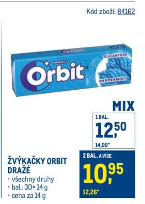 ŽVÝKAČKY ORBIT DRAŽÉ