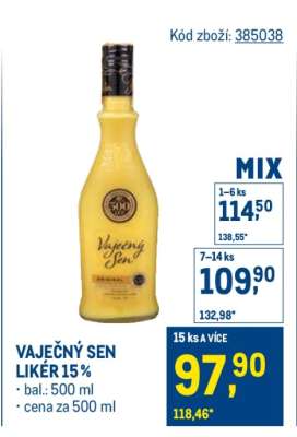 Vaječný Sen Likér 15 %