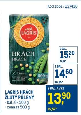 Lagris hrách žlutý půlený