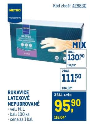 RUKAVICE LATEXOVÉ NEPUDROVANÉ