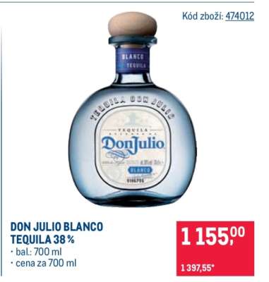 DON JULIO BLANCO TEQUILA 38 %