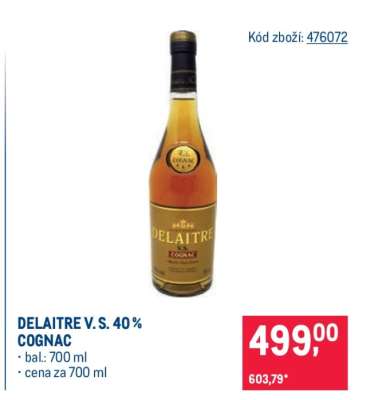DELAITRE V. S. 40 % COGNAC