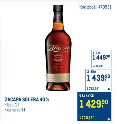 ZACAPA SOLERA 40 %