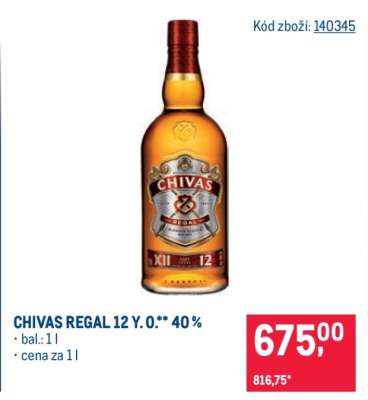 Chivas Regal 12 Y. O.** 40 %