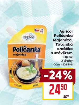 Agricol Poličanka Majonéza, Tatarská omáčka s uzávěrem