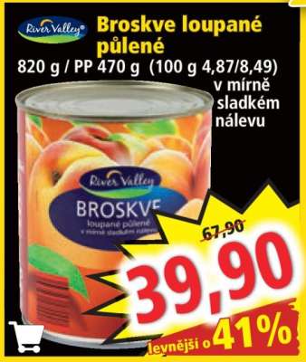 Broskve loupané půlené