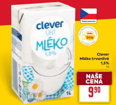Clever Mléko trvanlivé 1,5%