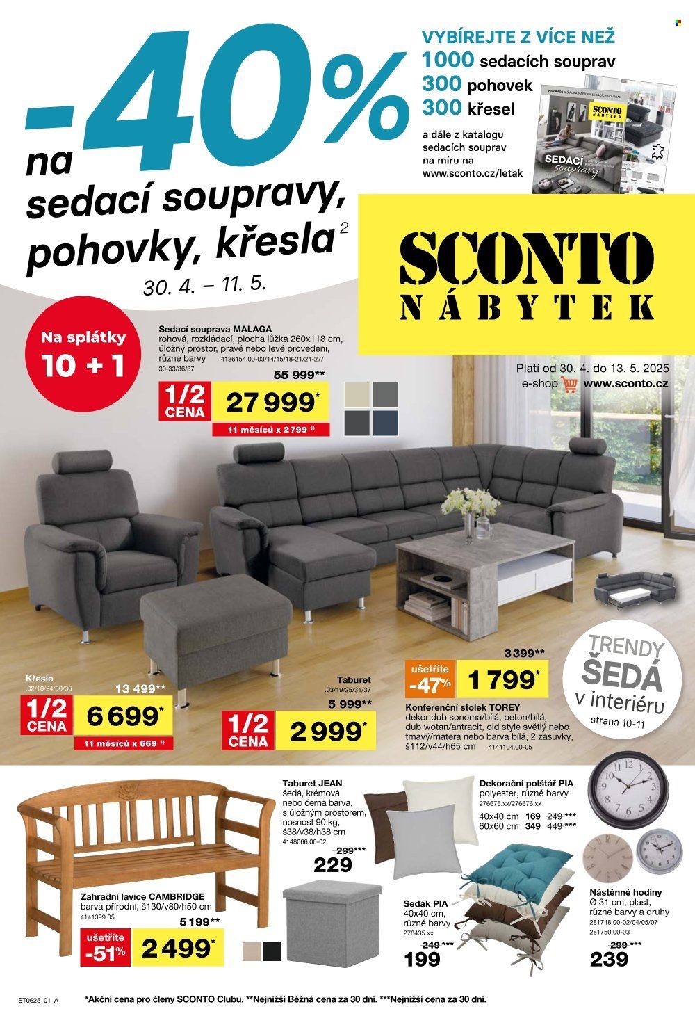 Leták SCONTO NÁBYTEK - 30. 4. 2025 - 13. 5. 2025. 