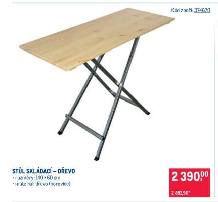 Stůl skládací – dřevo