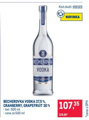 BECHEROVKA VODKA 37,5%, CRANBERRY, GRAPEFRUIT 30%