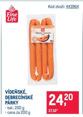 VÍDEŇSKÉ, DEBRECÍNSKÉ PÁRKY
