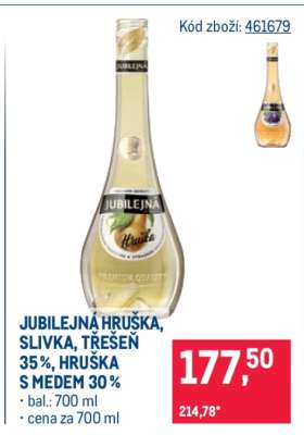 JUBILEJNÁ HRUŠKA, SLIVKA, TŘEŠEŇ 35%, HRUŠKA S MEDEM 30%
