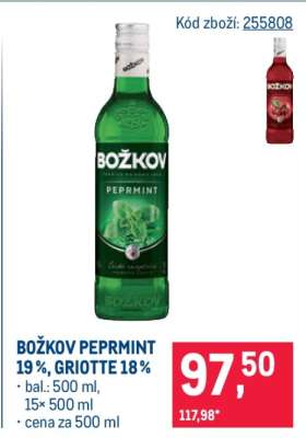 BOŽKOV PEPRMINT 19 %, GRIOTTE 18 %