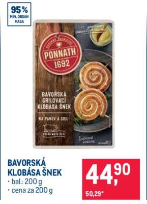BAVORSKÁ KLOBÁSA ŠNEK