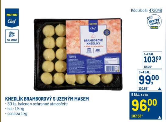 Knedlík bramborový s uzeným masem