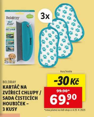 BELDRAY KARTÁČ NA ZVÍŘECÍ CHLUPY / SADA ČISTICÍCH HOUBIČEK - 3 KUSY