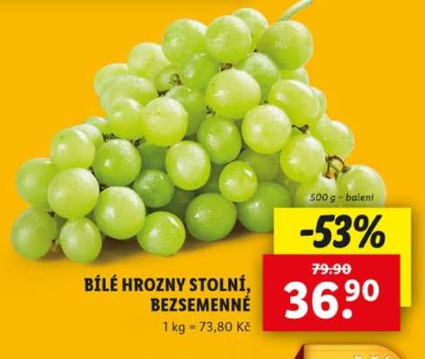BÍLÉ HROZNY STOLNÍ BEZSEMENNÉ