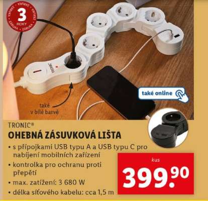 TRONIC® OHEBNÁ ZÁSUVKOVÁ LIŠTA