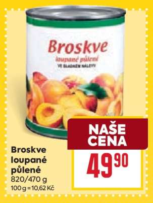 Broskve loupané půlené