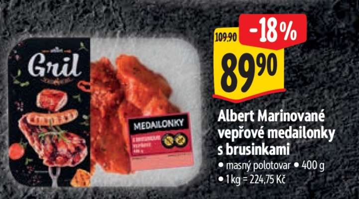 Albert Marinované vepřové medailonky s brusinkami
