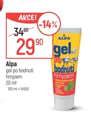 Alpa gel po bodnutí hmyzem