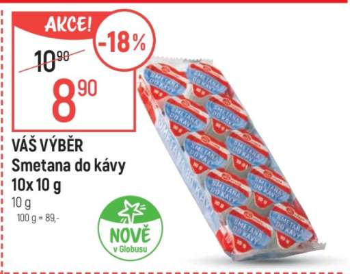 VÁŠ VÝBĚR Smetana do kávy 10x10 g
