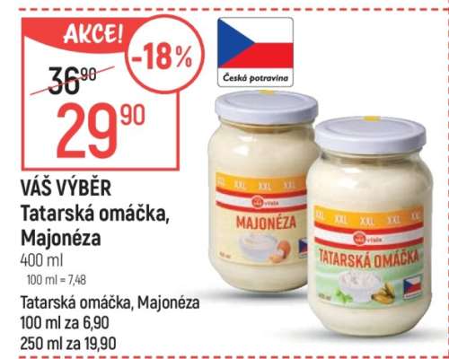 VÁŠ VÝBĚR Tatarská omáčka, Majonéza