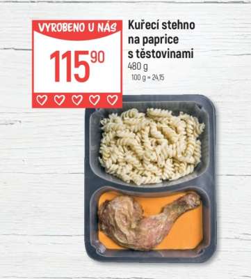 Kuřecí stehno na paprice s těstovinami