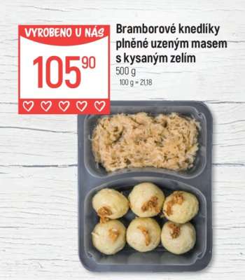 Bramborové knedlíky plněné uzeným masem s kysaným zelím