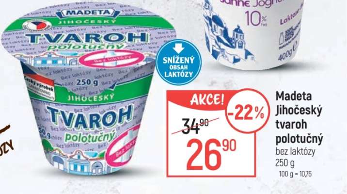 Madeta Jihočeský tvaroh polotučný bez laktózy