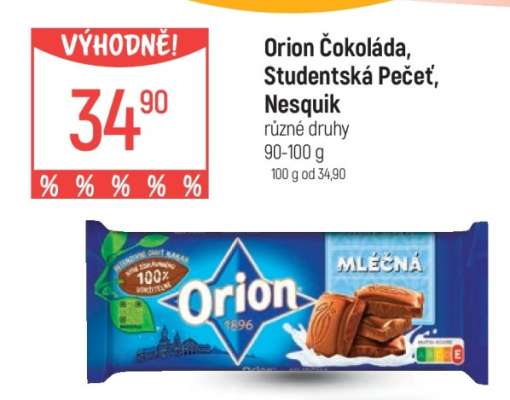 Orion čokoláda, Studentská pečeť, Nesquik