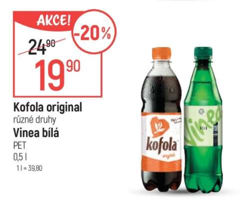 Kofola original různé druhy / Vinea bílá