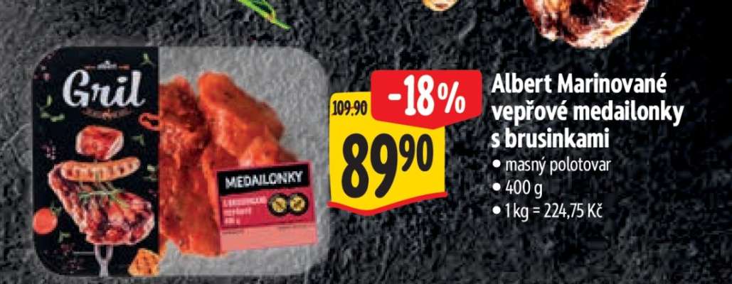 Albert Marinované vepřové medailonky s brusinkami
