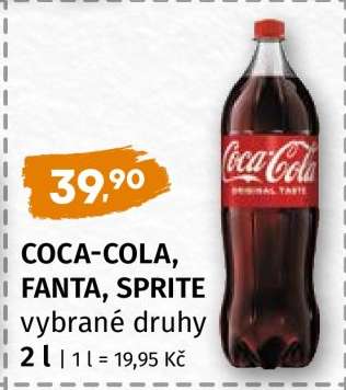 COCA-COLA, FANTA, SPRITE vybrané druhy