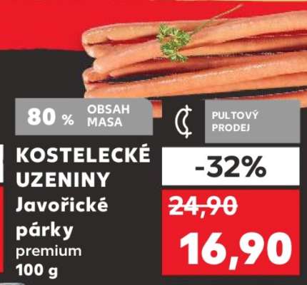 KOSTELECKÉ UZENINY Javořické párky premium 100 g