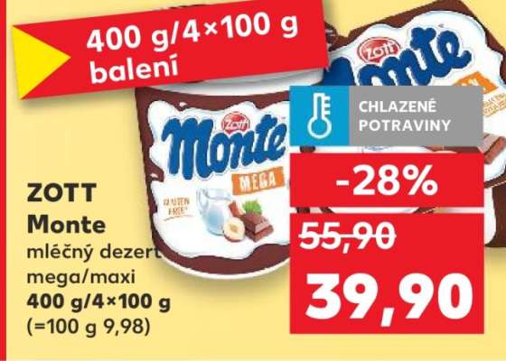 ZOTT Monte mléčný dezert mega/maxi