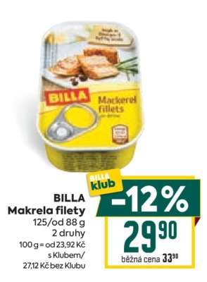 BILLA Makrela filety