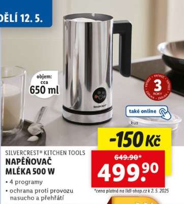 SILVERCREST® KITCHEN TOOLS NAPĚŇOVAČ MLÉKA 500 W